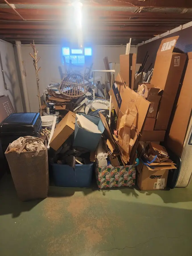 Roll-off dumpster container at job site for 4 Yard Dumpster Rental in Lake Wisconsin